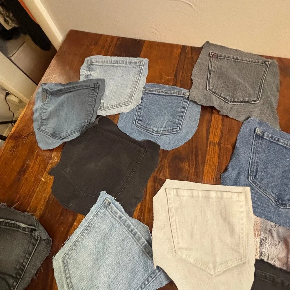 15pc Denim Pocket Lot Assorted Jean Pockets Crafting Upcycling DIY Scrap Fabric